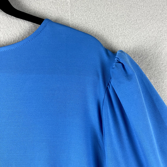 Susan Graver Tunic Top Womens 3X Liquid Knit Blue Puff Shoulder Stretch Casual - Picture 13 of 14